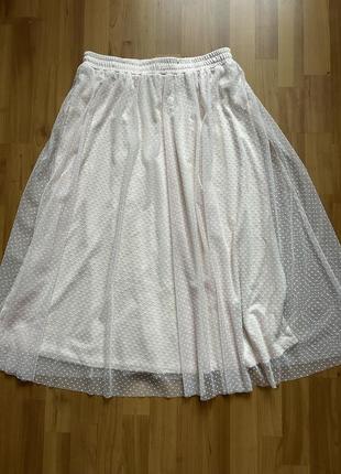 Праздничная красивая юбка с фатином пудрового цвета1 фото