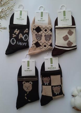 Носки женские хлопковые в мишкой teddy разные цвета премиум качество3 фото