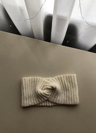Широка в’язана тепленька пов’язка на голову ручна робота3 фото
