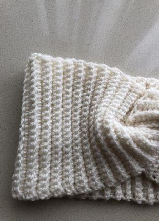 Широка в’язана тепленька пов’язка на голову ручна робота4 фото