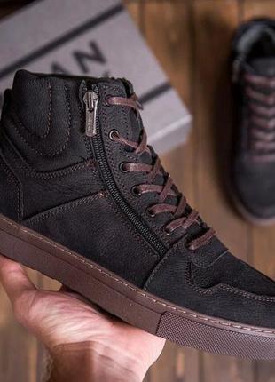 Зимові шкіряні ботинки black  exclusive new6 фото