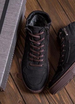 Зимові шкіряні ботинки black  exclusive new8 фото