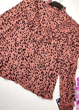 Рубашка женская персикового цвета в черный принт от бренда zara m2 фото