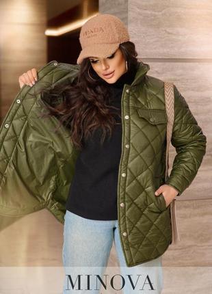 Жіноча стильна стьобана куртка 2429 (розміри 46-68)2 фото