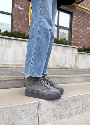 Prаdа re-nylon brushed sneakers високі кросівки5 фото