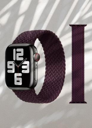 Ремінець для смарт-годинника apple watch плетений нейлоновий plum 42 mm / 44 mm / 45 mm / 49 mm розмір l (155 mm)
