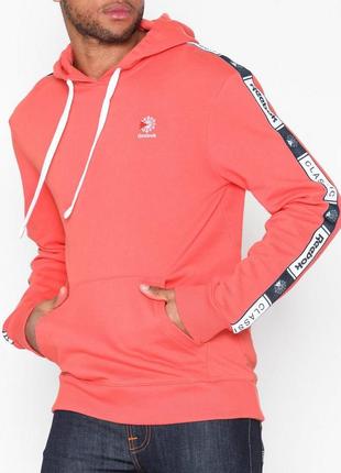 Кофта худи с лампасами reebok classics taped oth hoodie coral/white dt8155 оригинал