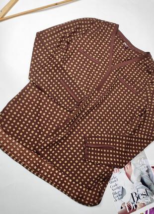 Блуза женская коричневого цвета в принт прямого кроя от бренда next 162 фото