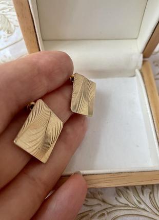 Вінтажні сережки ромби золотисті американський вінтаж5 фото