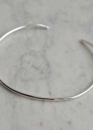Серебряное s925 широкое колье в виде провода из цельного серебра s925, круглое цельное колье круг на шею4 фото
