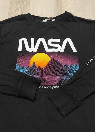 Легкий світшот, реглан, лонгслів із принтом nasa, кофточка h&amp;m на 10-12 років