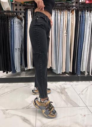 Теплые джинсы мом на байке утепленные батал2 фото