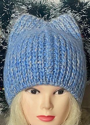 Шапка цвет серо-голубой