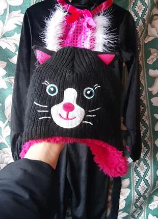 Костюм черной кошки кишки кота комбинезон карнавальный маскарадный на хелловин детский1 фото
