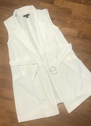 Белый удлиненный жакет/ пиджак без рукавов, р. 12-141 фото