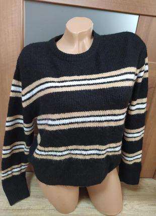М'якенький светр жіночий джемпер укорочений кофта в смужку h&m
