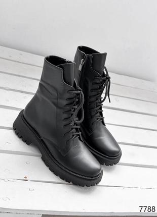 Ботинки кожаные женские barta черные зима