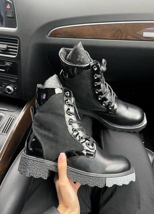 Черевики lv boots black fur(хутро)