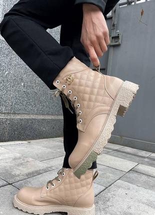 Черевики chanel boots beige fur (хутро)