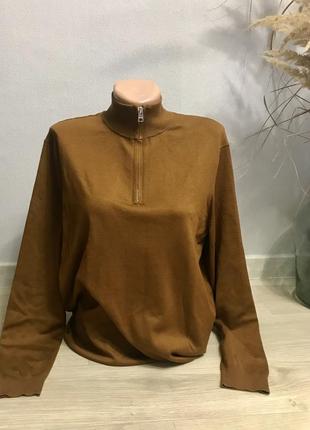 Светр кофта коричнева лонгслів 1/3 зіпка zip unisex бренд only &sons