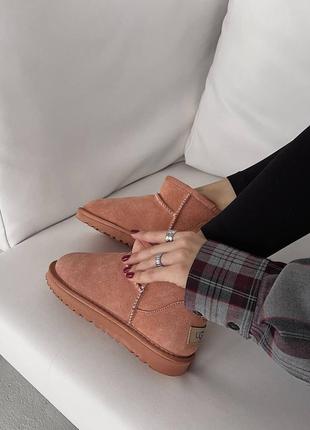 Угги ugg ultra mini pink suede4 фото