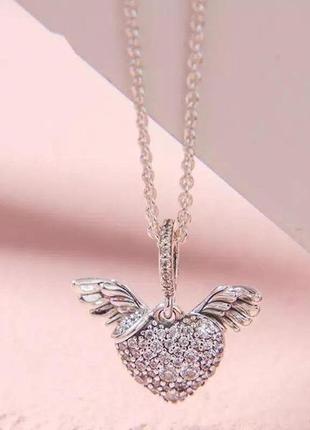 Серебряное ожерелье pandora крылья ангела5 фото