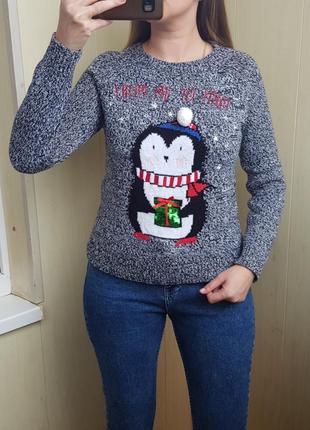 Новогодний свитер с  пингвином5 фото