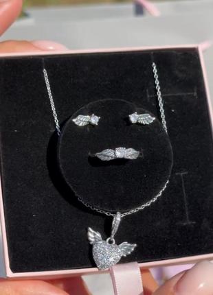 Серебряное ожерелье pandora крылья ангела3 фото