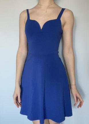 Короткое синее платье1 фото