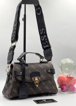 Жіноча сумка коричнева міні, жіноча сумка через плече матеріал екошкіра туреччина сумка в стилі guess гесс