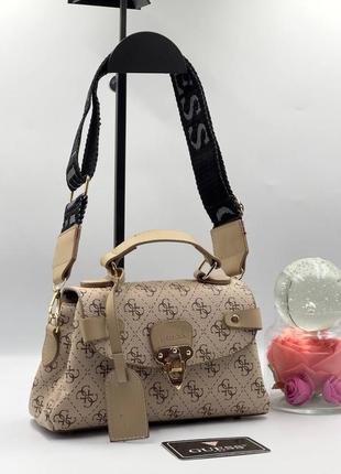Женская сумка коричневая мини, женская сумка через плечо материал экокожа туречковая сумка в стиле guess гесс