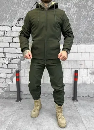 Тактичний зимовий костюм на овчині splinter олива , армійський зимовий костюм на овчині softshell3 фото
