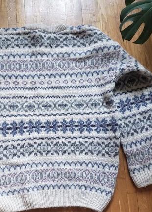 Винтажный шерстяной свитер 100% шерсть вязаный свитер англия скандинавский стиль шотландия woolmark2 фото