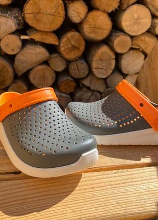 Детские кроксы literide kids original charcoal/white хит продаж