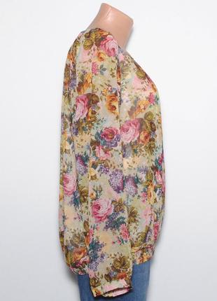 Очаровательная шифоновая блуза цветочный принт пиксель4 фото