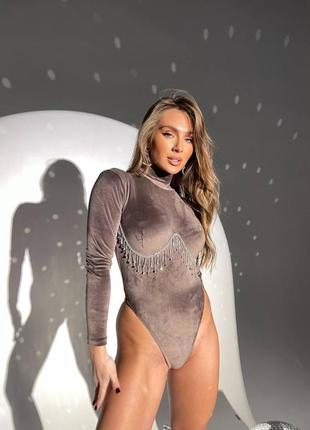 Боди с хрустальной бахромой🖤