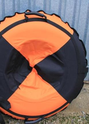 Тюбинг надувной плюшка надувная сани-тюбинг ватрушка надувная 100см до 150 кг черно-оранжевый r_1300