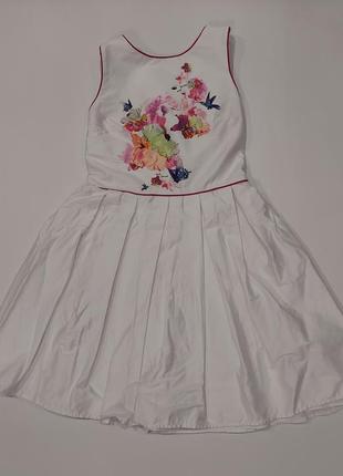 Красивое платье куколка с цветочным принтом молочного цвета от baker 13-14 лет2 фото