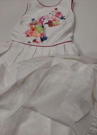 Красивое платье куколка с цветочным принтом молочного цвета от baker 13-14 лет10 фото