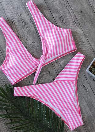 Zaful cupshe h&m як victoria's secret роздільний яскравий стильний смугастий купальник з ліфом - топом 85/90 c р. м-l