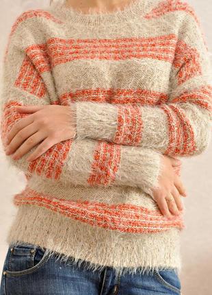 Полосатый теплый свитер травка m-l