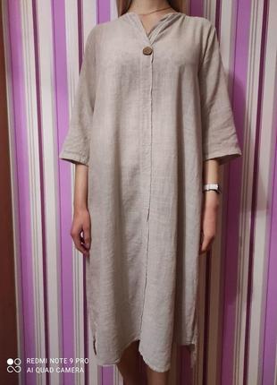 Італія нова сукня оригінал максі етно бохо оверсайз льон лляна платье бежевое лен sezane cos1 фото