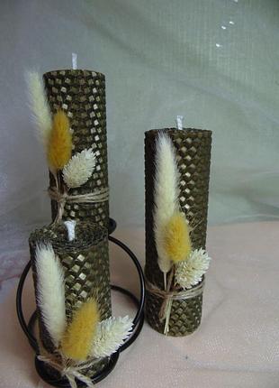 Натуральна свічка з вощини коричневого кольору 10*4