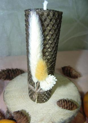 Натуральна свічка з вощини коричневого кольору 10*4