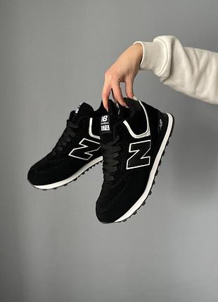 Чоловічі зимові кросівки new balance 574 high black/white (хутро)