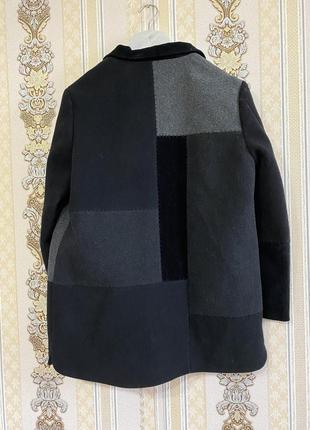 Стильне вовняне пальто, чёрное с серым шерстяное пальто10 фото