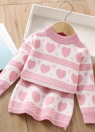 Дитячий в'язний костюм светр спідниця