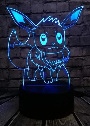 3d світильник від usb та батарейок, нічник 3d lamp покемон іві