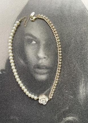 Ожерелье чокер с розой2 фото