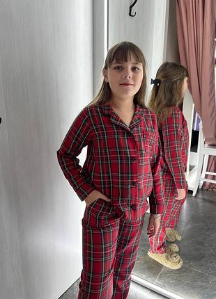 Пижама детская в клеточку 110-152 см 5-10 лет